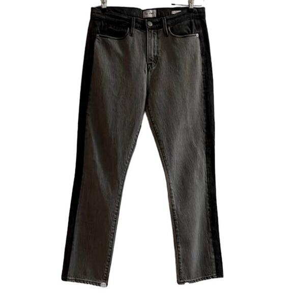 NWT Frame Le Pixie Crop Mini Boot Jeans Women's Size 26 Gray Black Stripe Sample - Picture 1 of 16